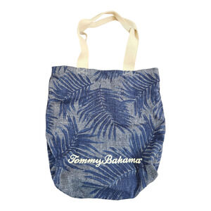 Tommy Bahama Tote bag blue palm leaf print canvas beach vacation